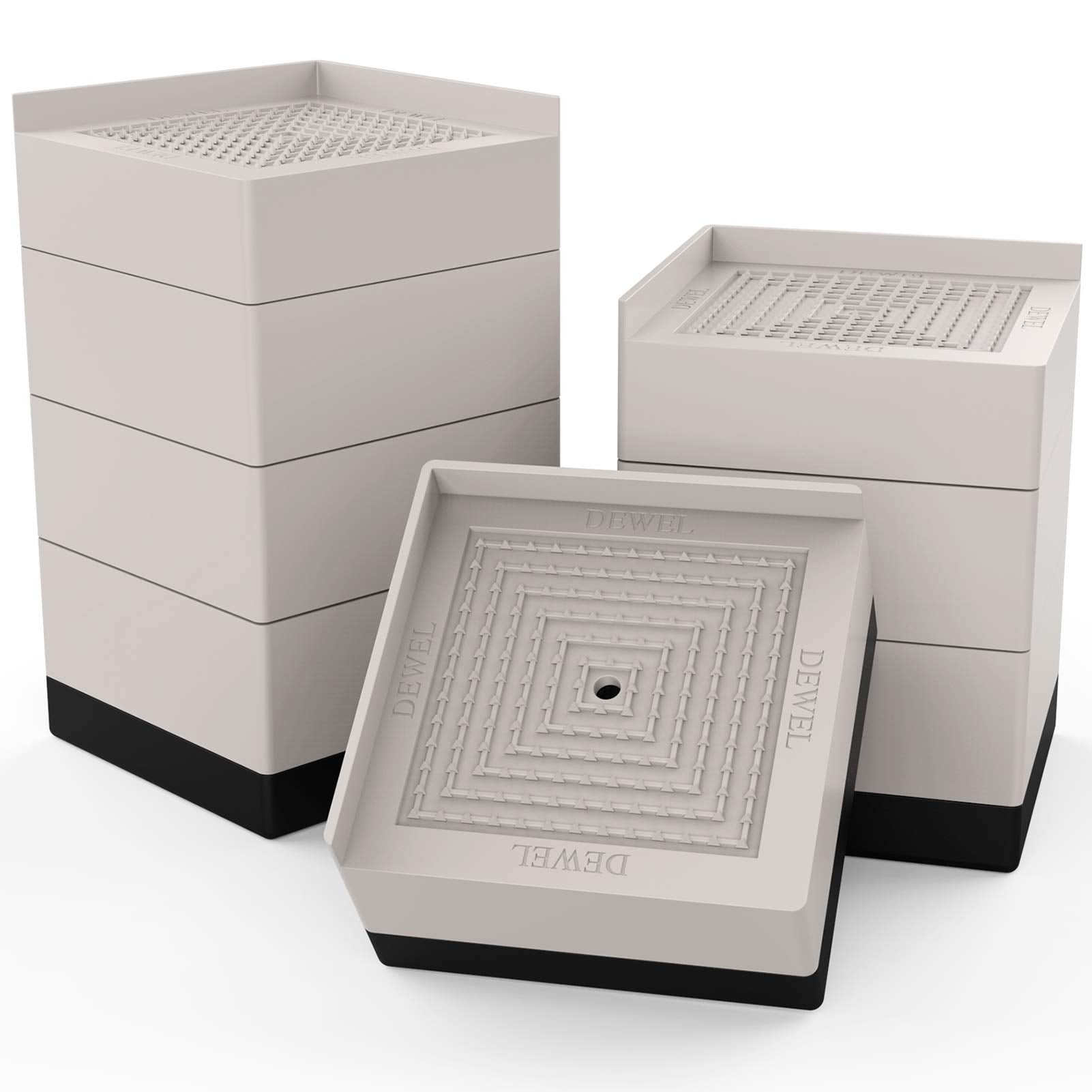 SEISSO 8 Pcs Bed Lifters  Adjustable Bed Risers,Stackable Square Furniture Lifts in Heights 1.8 or 3 Inch, Heavy Duty Levelers for Washing Machine, Sofa, Fridge and Table Supports up to 1300 LBs