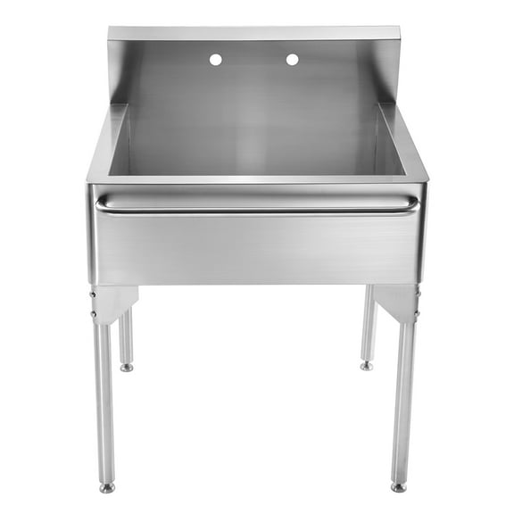 Whitehaus Pearlhaus Double Bowl Commerical Freestanding Utility Sink - Brushed Stainless Steel