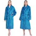 thumbnail image 3 of PAVILIA Robes For Women, Fleece Soft Fluffy Bathrobe, Plush Cozy Long Spa Robe, Satin Trim (L/XL, Sea Blue), 3 of 8