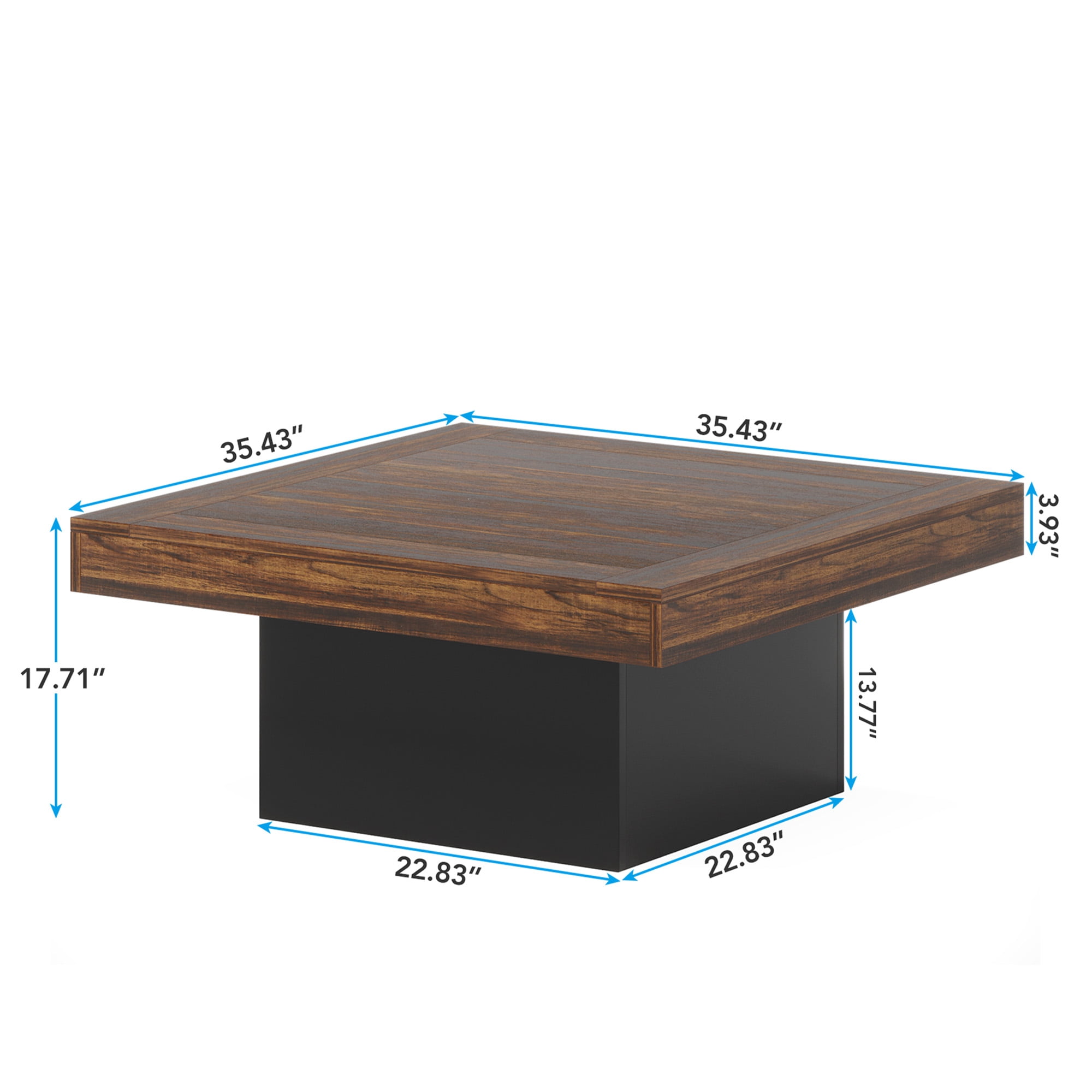 MAYEERTY Square LED Coffee Table 35.4", Rustic Industrial Living Room Table with Adjustable Light