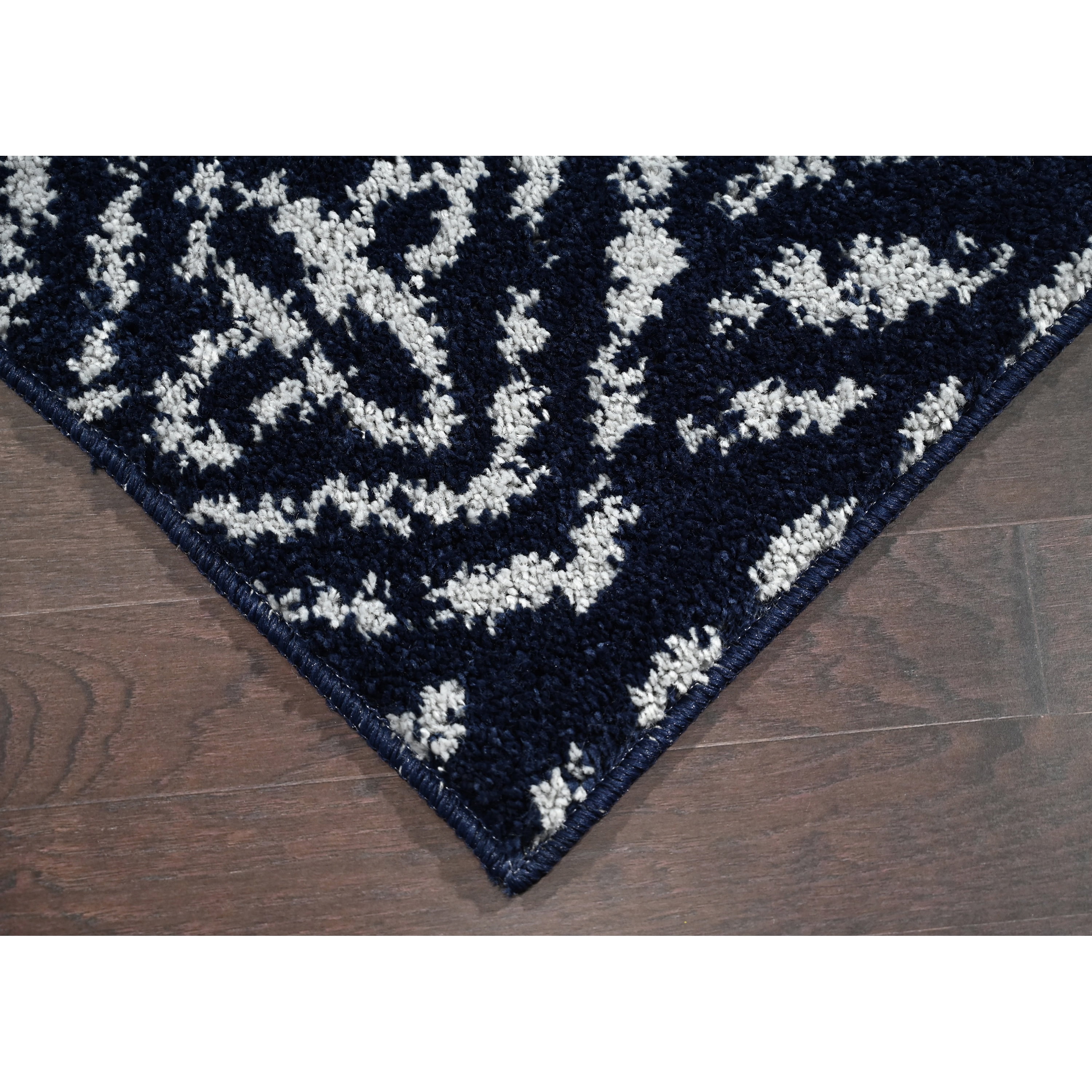 Garland Rug Denali Polypropylene Navy/Silver Indoor Runner Rug, 2' x 7'
