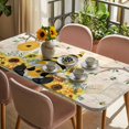 thumbnail image 3 of Gnomes Sunflower Table Cloths for 5 Foot Rectangle Tables, Bees Branches Floral Watercolor Patio Waterproof Elastic Fitted Tablecloths, Washable Rectangular Table Cover for Camping, 3 of 8