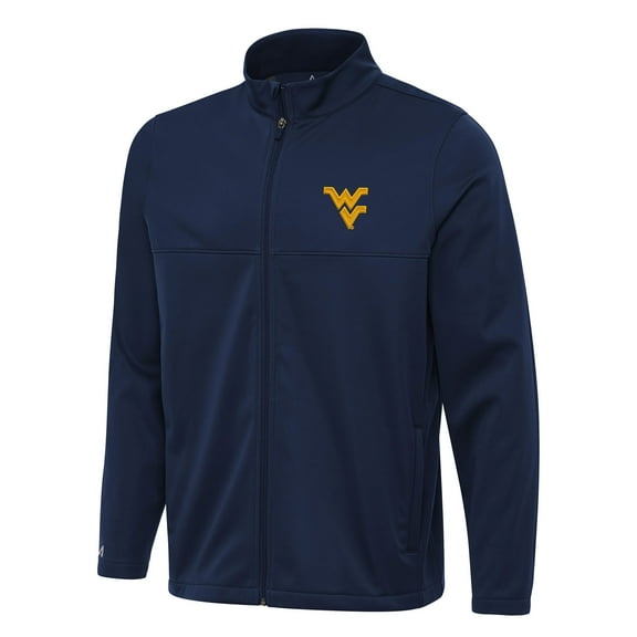 Men's Antigua Navy West Virginia Mountaineers Links 2 Full-Zip Golf Jacket