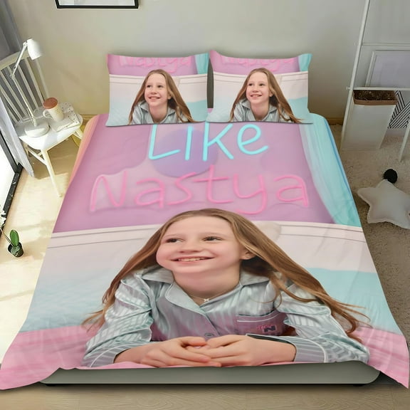 Like Nastya-themed Bed Sheet Set Three Piece Set Comfortable And Skin Friendly Unique Design Home Decor Gifts For Family Friends fans36x75Inches（90cm*190cm）