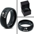 thumbnail image 4 of Tungsten Heart Love Beer Band Ring 8mm Men Women Comfort Fit Black Dome Polished, 4 of 4