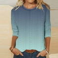 thumbnail image 2 of snilers T-shirts For Women 3/4 Sleeve Crewneck Dressy Casual Blouses Gradient Basic Eyelet Tees Trendy Relaxed Fit Tunic Tops, 2 of 4