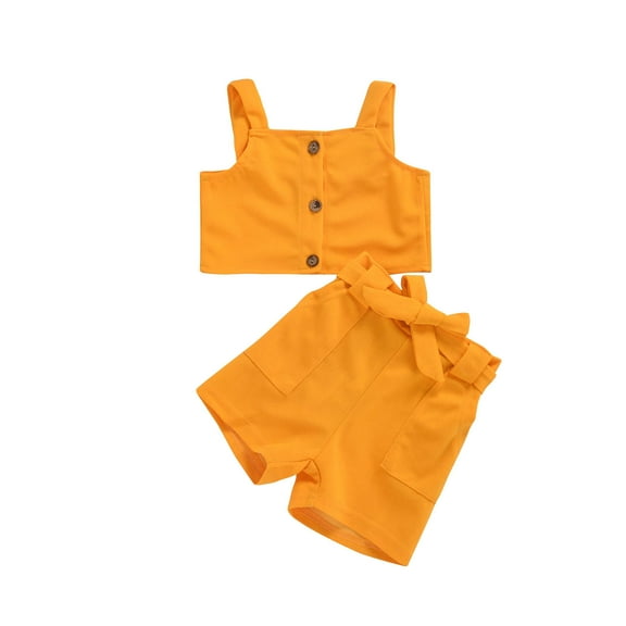 Baby Summer Clothes Toddler Girls Solid Color Solid Color Camisole Top Shorts Suit Clothing Outfits