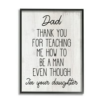 Stupell Industries Dad Thank You Phrase Family Daughter Humor Inspirational Painting Black Framed Art Print Wall Art, 11 x 14