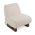 thumbnail image 3 of Benjara Cid Bob 29 Inch Accent Chair, Off White Fabric, Curved Back, Brown Wood, 3 of 6