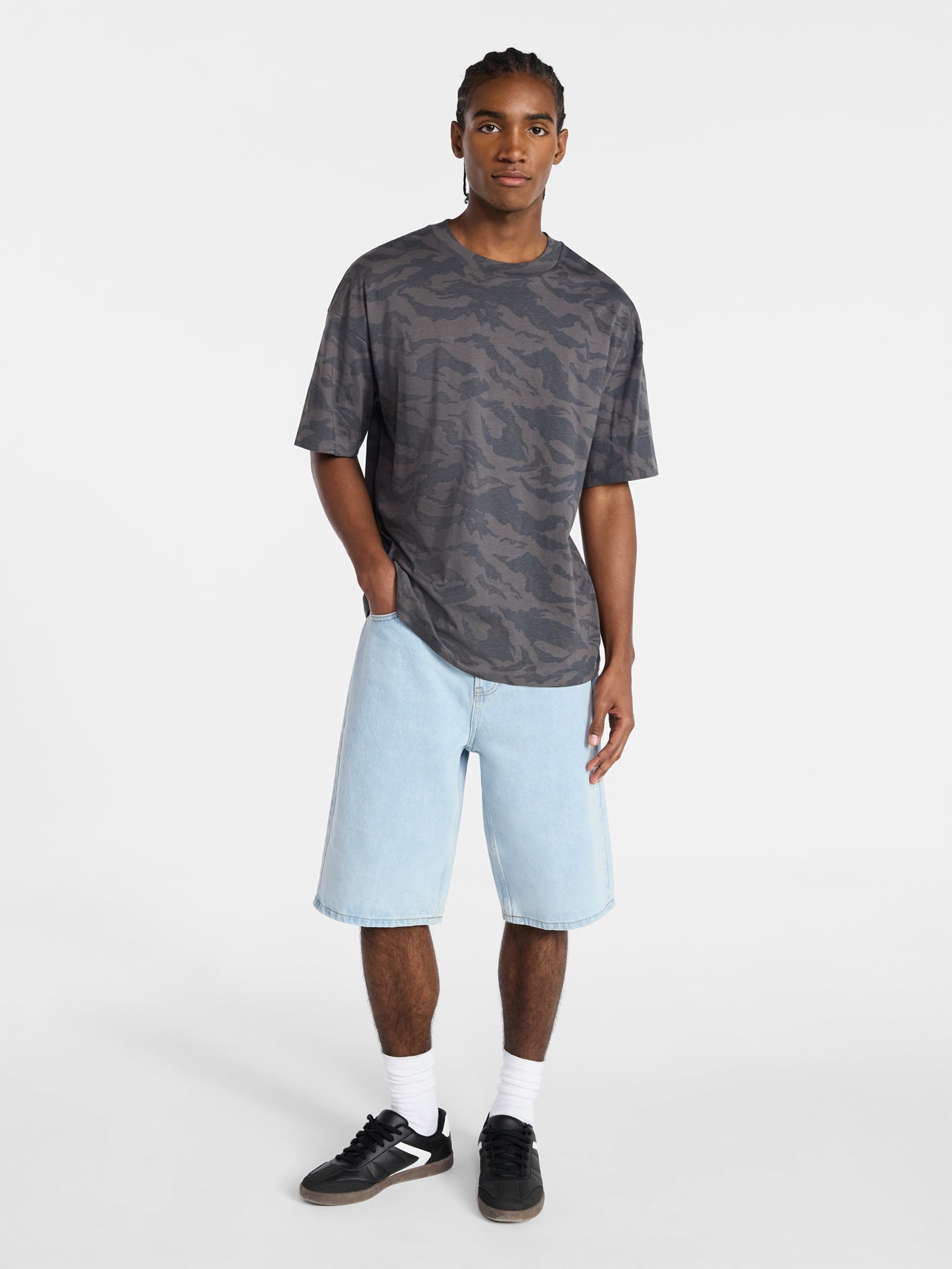No Boundaries Men's Oversized Boxy Tee with Short Sleeves, XS-4XLT