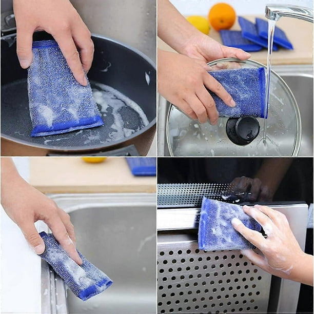 12 Piece Steel Scrub Sponges Dishwashing Sponges Multipurpose Heavy Duty Scrubs For Dishwashing Long Durable Kitchen Sponges For Hard Surface Tools