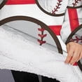 thumbnail image 3 of Oversized Wearable Blanket Hoodie,Red and White Striped Baseballs Pattern Sherpa Blanket Hoodie with Super Pockets,Super Warm Fuzzy Pullover for Women & Men, 3 of 6