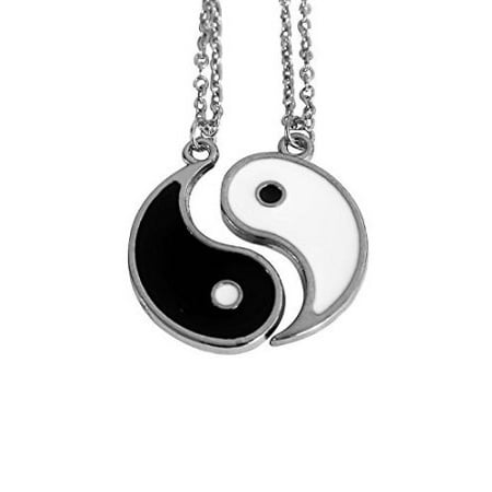 Silvertone Yin Yang Yin-Yang Peace Love Happiness Best Friends Forever BFF Pendant Necklace Gift (Gift Baskets For Your Best Friend)