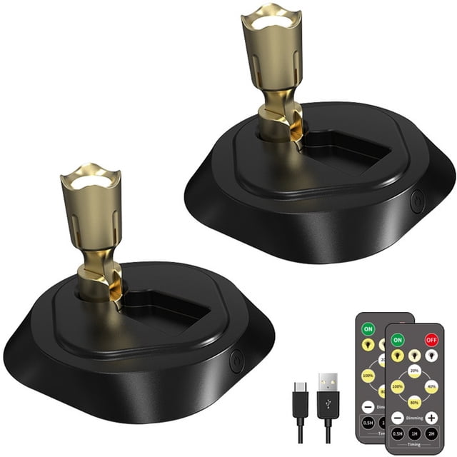 Set of 2 wireless LED spotlights with remote control and timer, suitable for indoor lighting; ideal for artwork, paintings, plants, photos, etc. - White