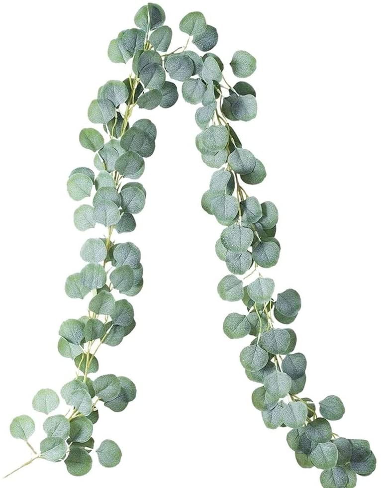 fake silver dollar eucalyptus garland