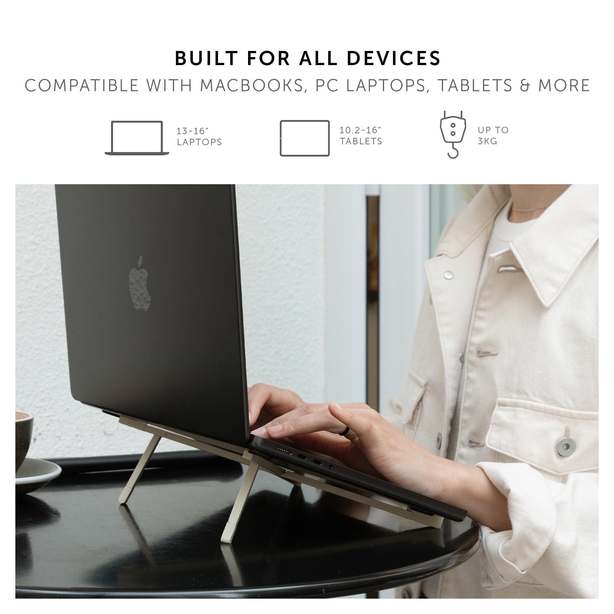 Native Union Fold Laptop Stand – Ultra-Slim Foldable & Portable Laptop Stand – Ergonomic & Optimized Viewing Angle – For MacBooks & Laptops, iPads & Tablets (SandStone)