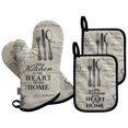 thumbnail image 1 of GREVY Quilted CottonHeat Resistant Oven Mitts Pot Holders with Pocket for Cooking or Baking Set of 4, 1 of 5