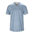 thumbnail image 3 of Men Solid V Neck Short Sleeve Fashion Trend Bottoming Shirt Casual Basic Tennis Tee, 3 of 8