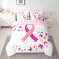 thumbnail image 2 of Feelyou Breast Cancer Awareness Twin Bedding Sets 7-Piece, Kawaii Butterfly Animal Bedding Comforter Set, Teen Kid Women Girl Reversible Sheet Sets, Microfiber Bedroom Decor, 2 of 7