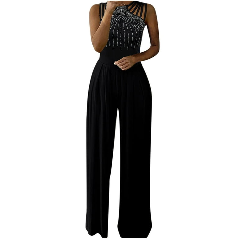 UPPADA Womens Jumpsuits and Rompers Women Diamond Solid Halter