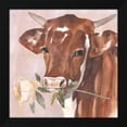 thumbnail image 2 of Annie Warren 20x20 Black Modern Wood Framed Wall Art Titled - Peony Cow I, 2 of 6