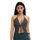 thumbnail image 1 of Lucakuins, blusas cortas de verano para mujer, sin mangas, con cuello halter y cordón, camisa de fiesta informal de color sólido para ropa de calle Lucakuins moda, 1 of 5