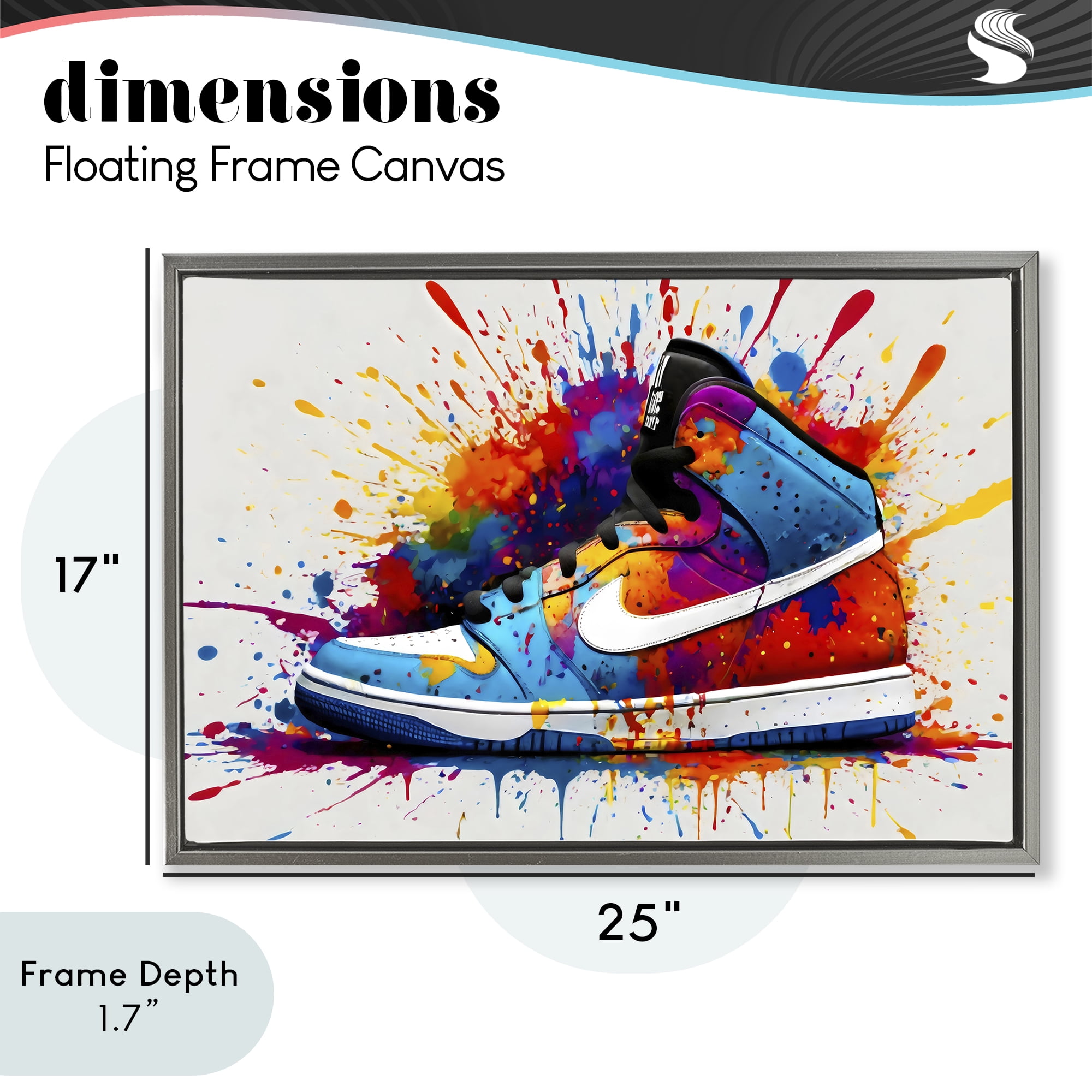 Stupell Industries Centric Sneaker Splash Gray Framed Floater Canvas Wall Art, design by Creative Studio