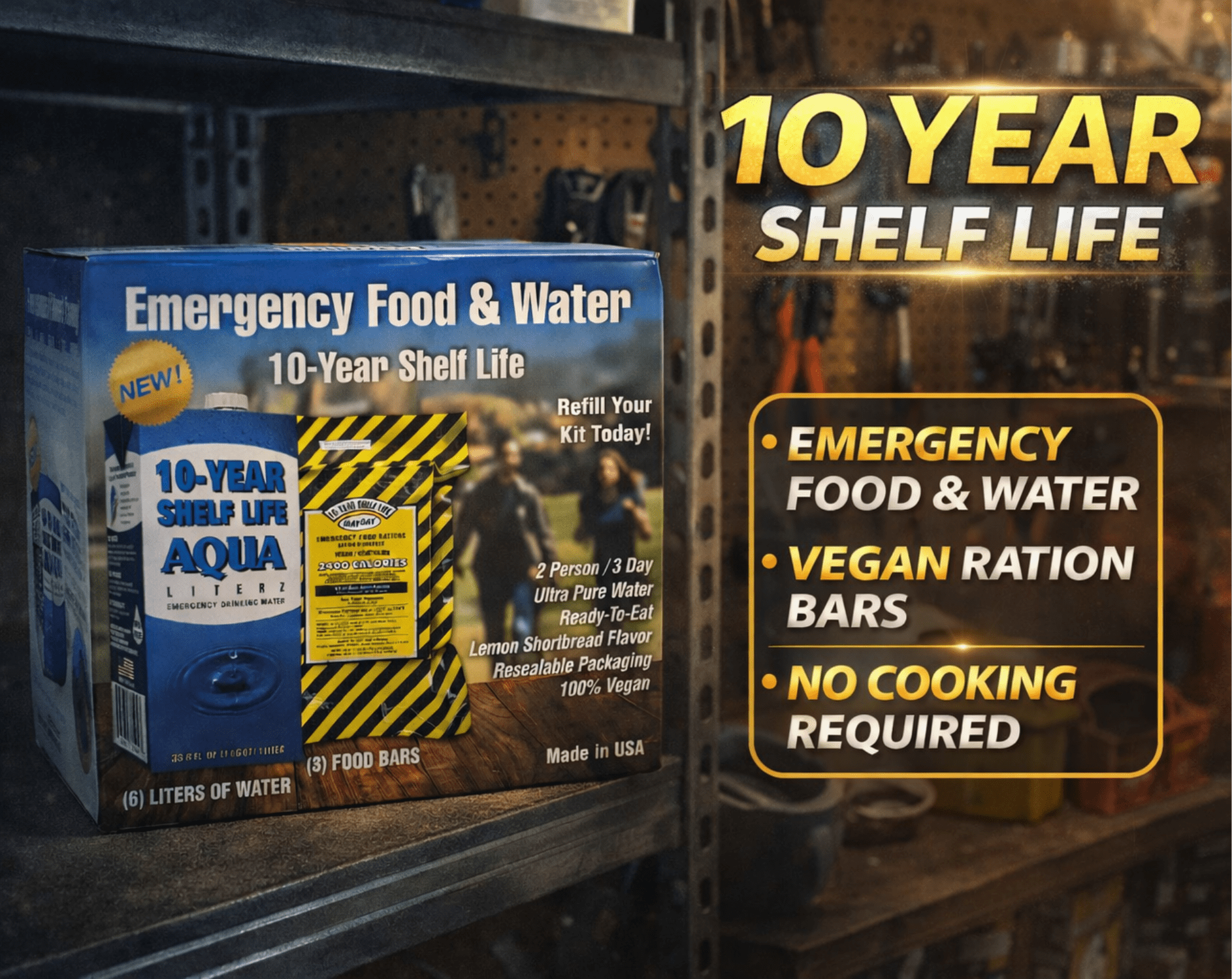 2 Person Emergency Food & Water Kit | 3 Day Survival Supply | 10 Year Shelf Life