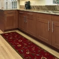 thumbnail image 5 of Ottomanson Floral Hallway Runner Rug 2'7" x 9'6" - Non Slip Low Pile Carpet, Red, 5 of 5