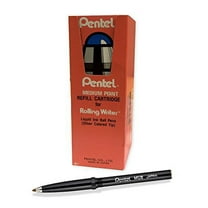 Pentel Rolling Writer Refills, R3 Slim Refill, Medium, Black, Box of 12 Refills