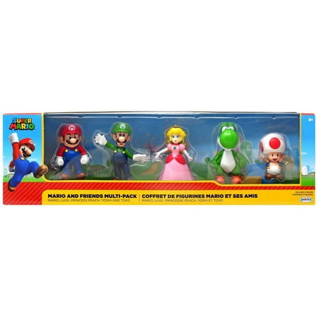 Super Mario Mario, Luigi, Princess Peach, Yoshi & Toad Mini Figure 5-Pack