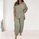 thumbnail image 4 of Pantalones Conjunto de ajuste holgado para mujer Cintura elástica Conjuntos de salón de 2 piezas Trajes casuales suaves para damas Ygjytge Verde S para Mujer, 4 of 7