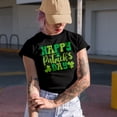 thumbnail image 2 of Happy Patrick's Day with Hat & Shamrock Leaves, Black T-Shirt, 2XL, 2 of 5
