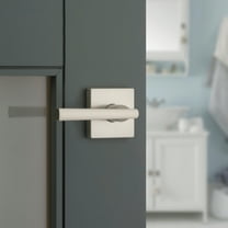 Kwikset Montreal Square Privacy Lever Doorknob Satin Nickel