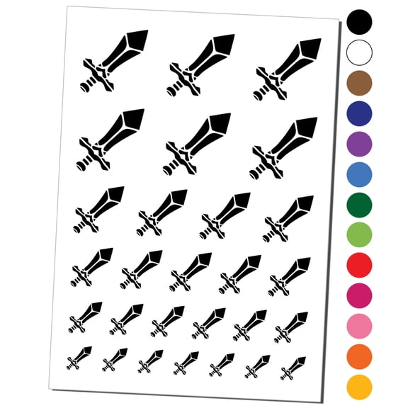 Sword Blade Fighter Fantasy Weapon Water Resistant Temporary Tattoo Set Fake Body Art Collection - Orange