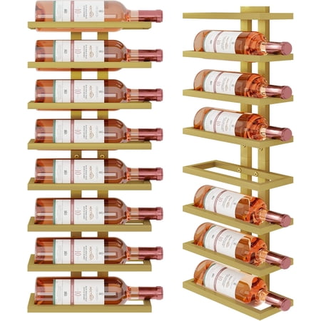 8 Tier Wall Mount Wine Rack Wall Racks for Wine Bottles Display and Storage Hanging Bottle Organizer for Living Room Dining Room Wine Cellar Bar Quartz Green