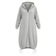 thumbnail image 2 of Kelon Women's Longline Zip Up Hoodie Sweatshirts, Oversized Fleece Cardigan Jacket, Casual Drawstring Hem Coat Tops, Comfy Soft Warm Outfits for Fall Winter, Daily, Travel & Lounge, S, 2 of 8