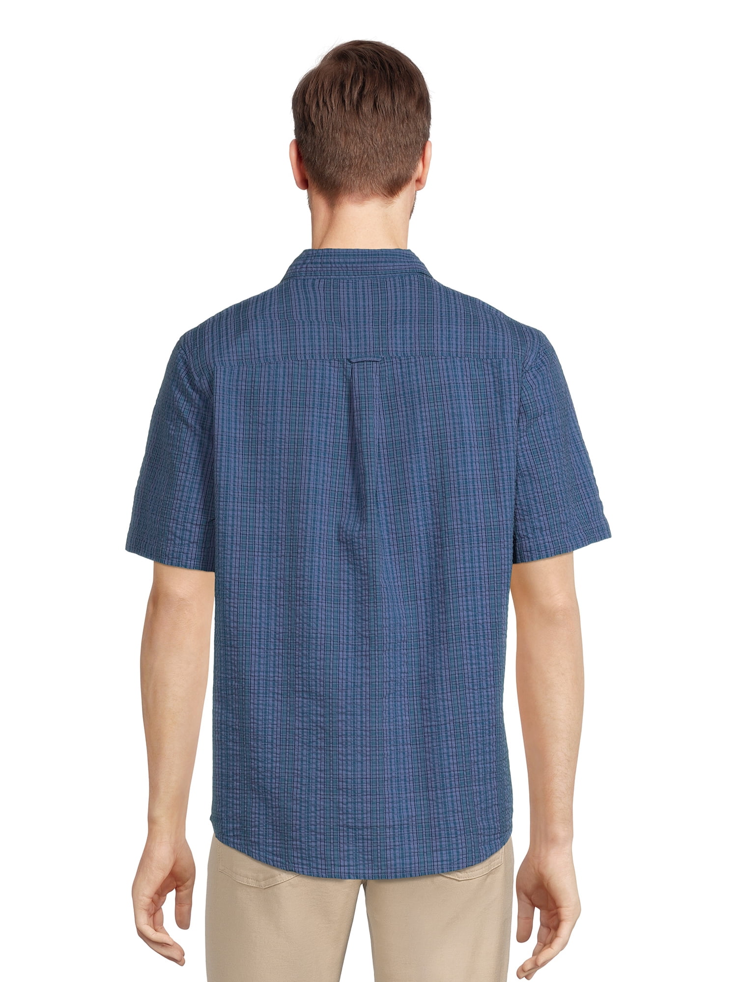 George Men's Seersucker Button Up Shirt with Short Sleeves