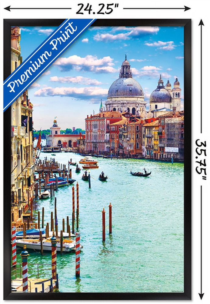 Timeless Visions - Canals of Venice Wall Poster, 22.375" x 34", Framed