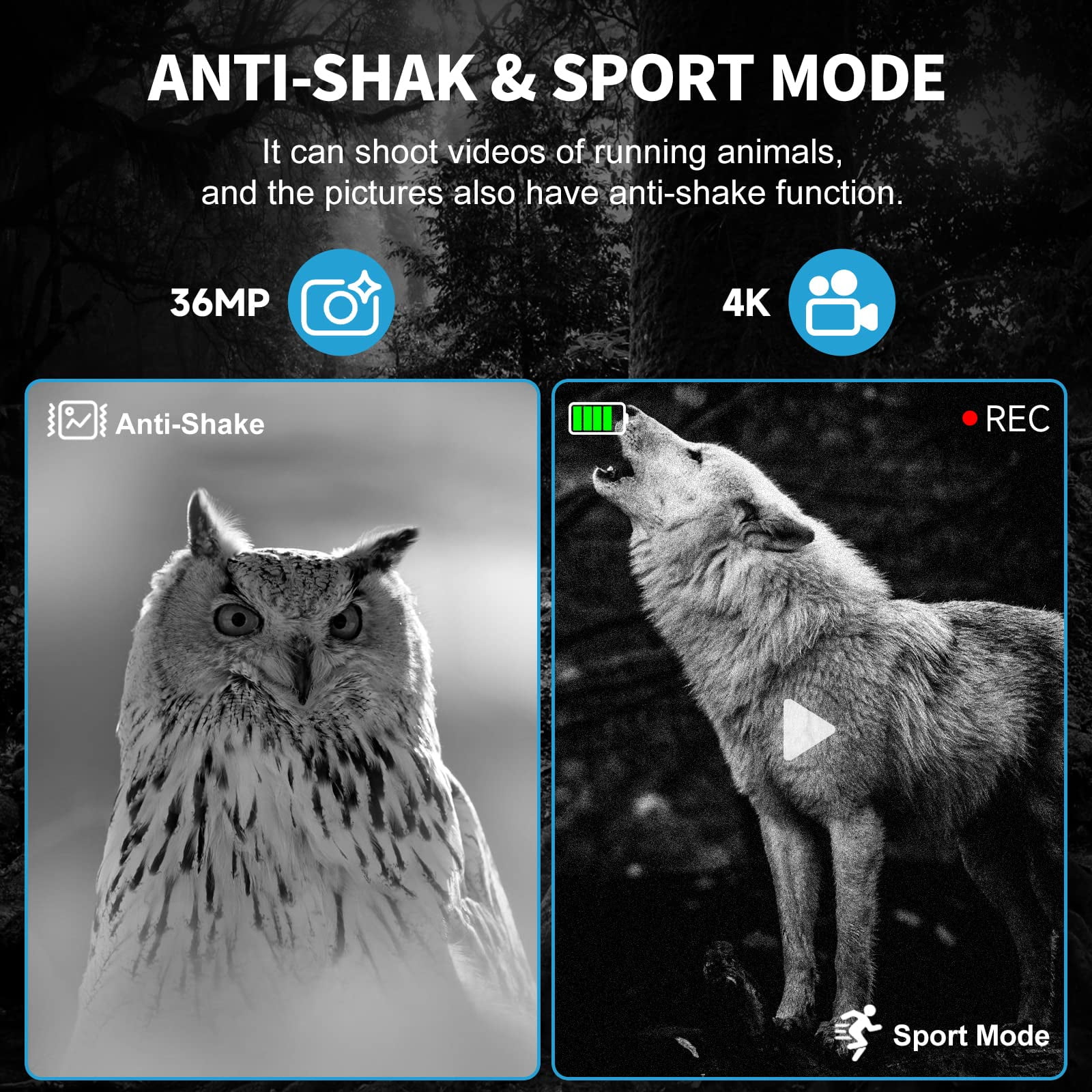 SuntekCam Night Vision Goggles Night Vision Binoculars with 32GB SD Card 36MP/4K 5x Zoom Suitable for Hunting at Night and Taking Pictures and Videos in Dark Environments