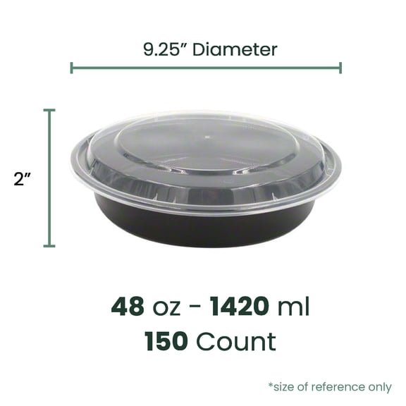 Northlight 50-Count 48 oz. Black Microwavable Plastic Take Out Container with Clear Lid