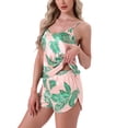 thumbnail image 4 of Conjuntos de pijamas de satén para mujer INSPIRE CHIC, top de tirantes con pantalones cortos, 2 piezas, ropa de dormir, conjunto de pijama de seda S verde, 4 of 6