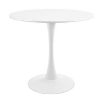 Miumaeov Modern Round Tulip Pedestal Dining Table Mid-Century Coffee Leisure Table White