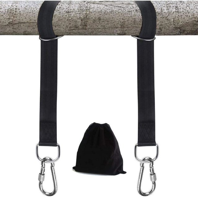 RV El kit para colgar columpios puede soportar hasta 30 kg, fácil y rápido de instalar en el árbol con 2 correas y mosquetón, 2 piezas.