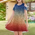 thumbnail image 3 of XADYUY Girls 4th Of July Dress Short Sleeve Glitter Stars Printed Patriotic Dresses Casual A-Line Short Sleeve TShirt Dress Cute Beach Independence Day Skirt for 4-14t Kids,9-10 Years Beige, 3 of 6