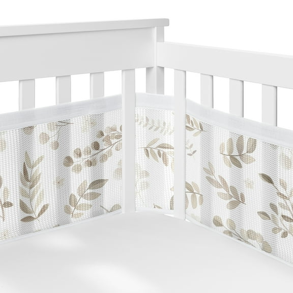 Sweet Jojo Designs   BreathableBaby Botanical Ivory Beige Breathable Mesh Crib Liner Pad