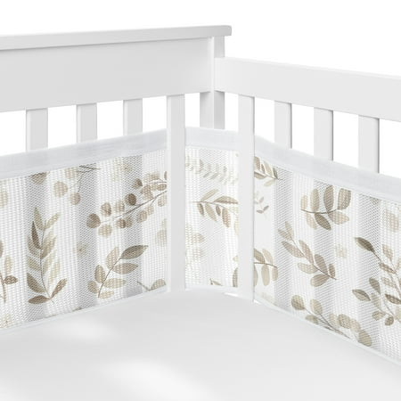 Sweet Jojo Designs + BreathableBaby Botanical Ivory Beige Breathable Mesh Crib Liner Pad