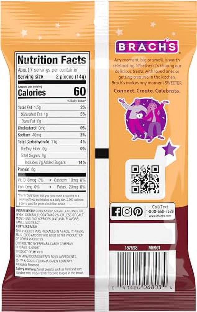 Brach's Nips Caramel Flavored Hard Candy, Individually Wrapped Candies, 3.25 Ounce Bags (Pack of 12)