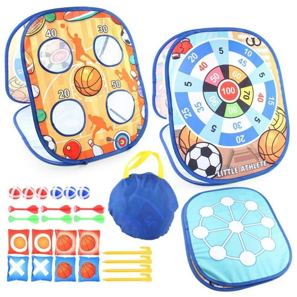 serony Cartoon Bean Bag Toss Games for Kids Double-Sided Foldable Cornhole Board Dartboard Game Indoor Outdoor Toy for Children Football