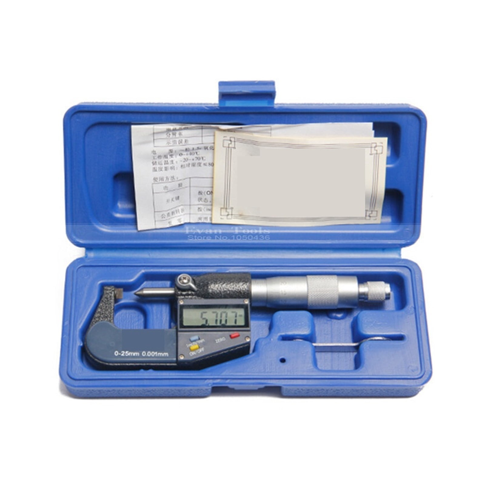 Single Point Digital Micrometer 0-25mm/0.001 Probe 60 Degree Inch/mm Blade Tip Brobe Caliper Mesauring Tools ,Adjustable and Accurate